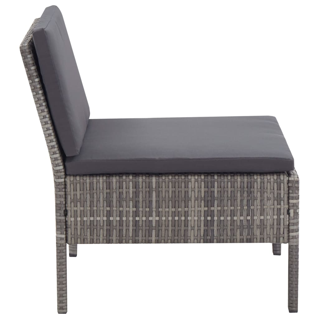 3-delt Have Lounge Sæt med Puder Poly Rattan Grey