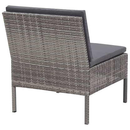 3-delt Have Lounge Sæt med Puder Poly Rattan Grey
