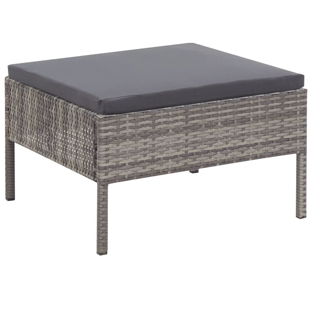 3-delt Have Lounge Sæt med Puder Poly Rattan Grey