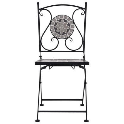 3-tlg. Bistro-Set Mosaik Keramik Grau