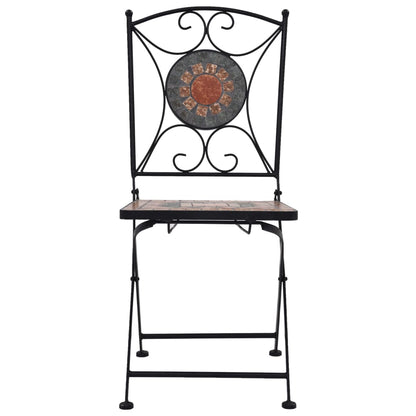 3-tlg. Bistro-Set Mosaik Keramik Orange / Grau
