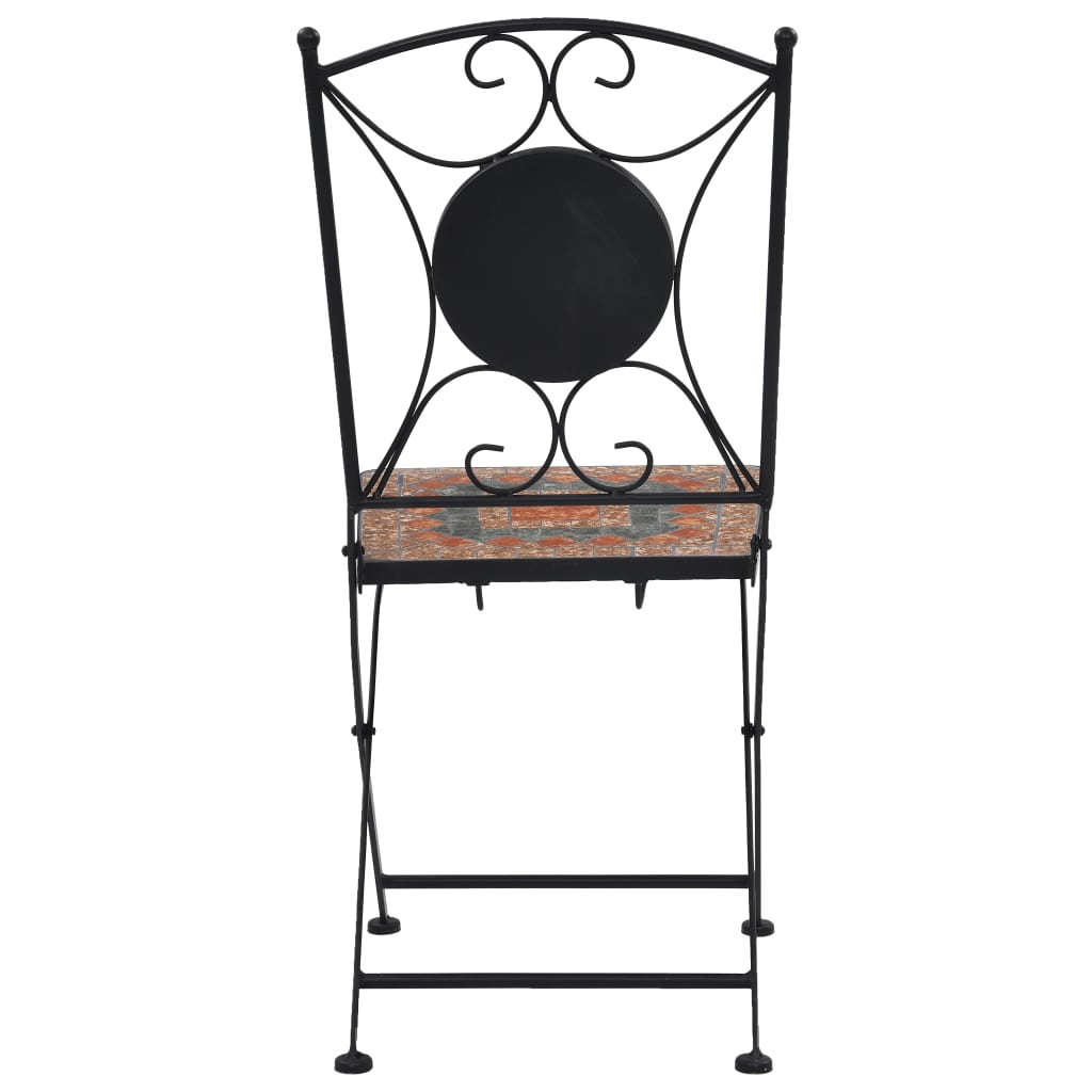 3-tlg. Bistro-Set Mosaik Keramik Orange / Grau