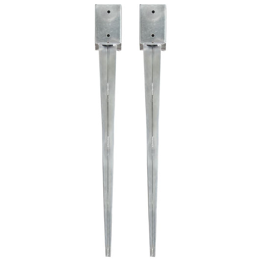 Jordspyd 2 stk Sølv 9×9×90 cm Galvaniseret stål