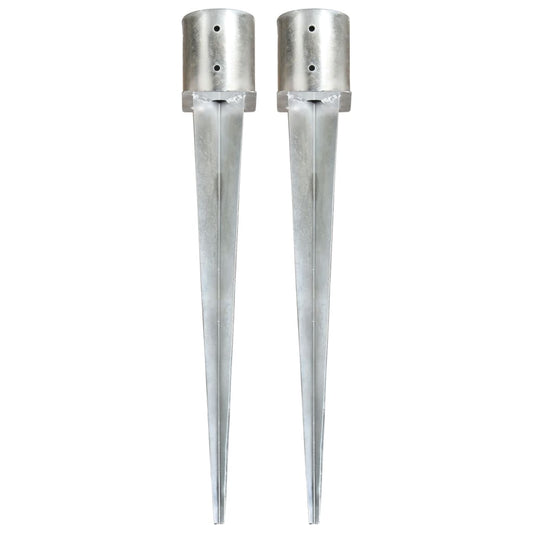 Jordspyd 2 stk Sølv 12×91 cm Galvaniseret stål
