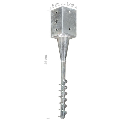 Jordspyd 6 stk Sølv 9×9×56 cm Galvaniseret stål
