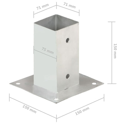 Stolpeanker 4 stk Galvaniseret metal 71 mm