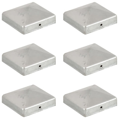 Pfostenkappen 6 Stk. Pyramide Verzinktes Metall 81 x 81 mm