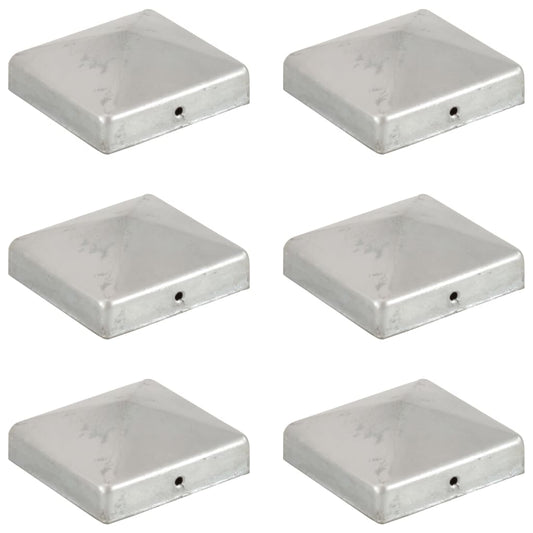 Pfostenkappen 6 Stk. Pyramide Verzinktes Metall 81 x 81 mm