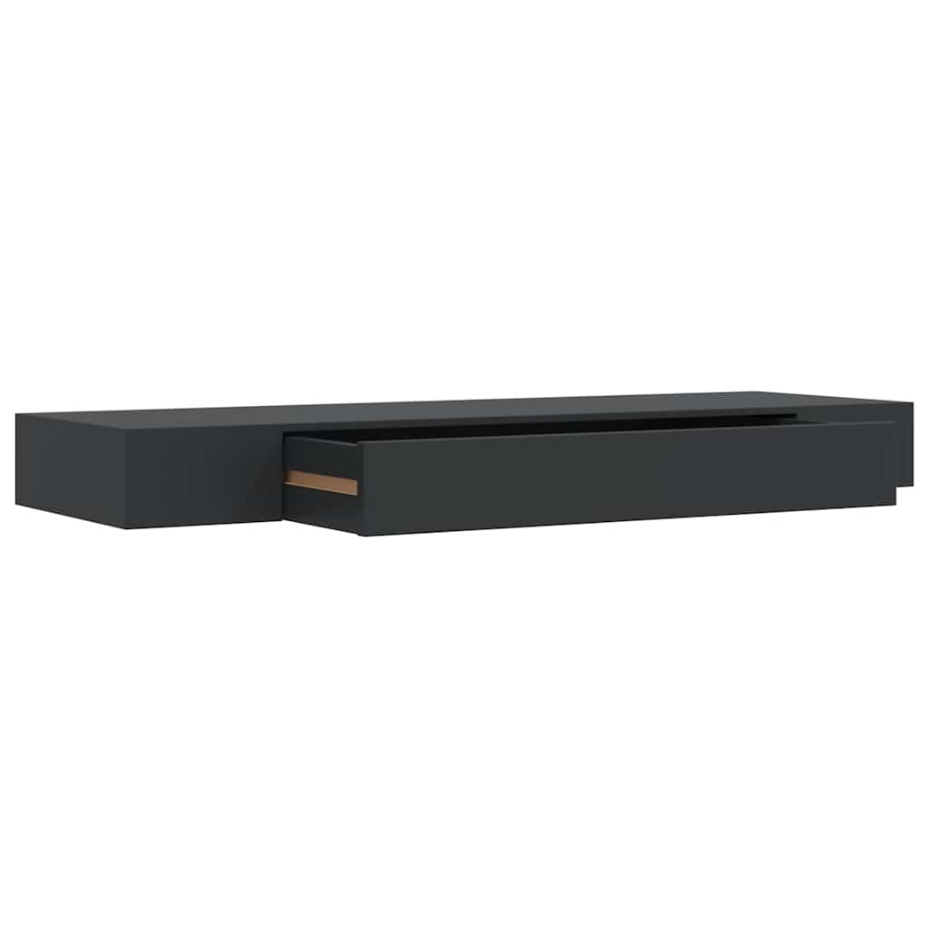 Schweberegal mit Schublade Schwarz 80x25x8 cm