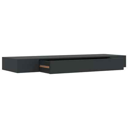 Schweberegal mit Schublade Schwarz 80x25x8 cm