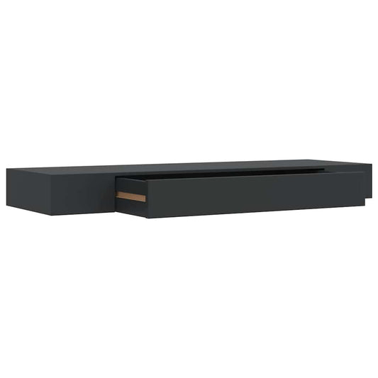 Schweberegal mit Schublade Schwarz 80x25x8 cm