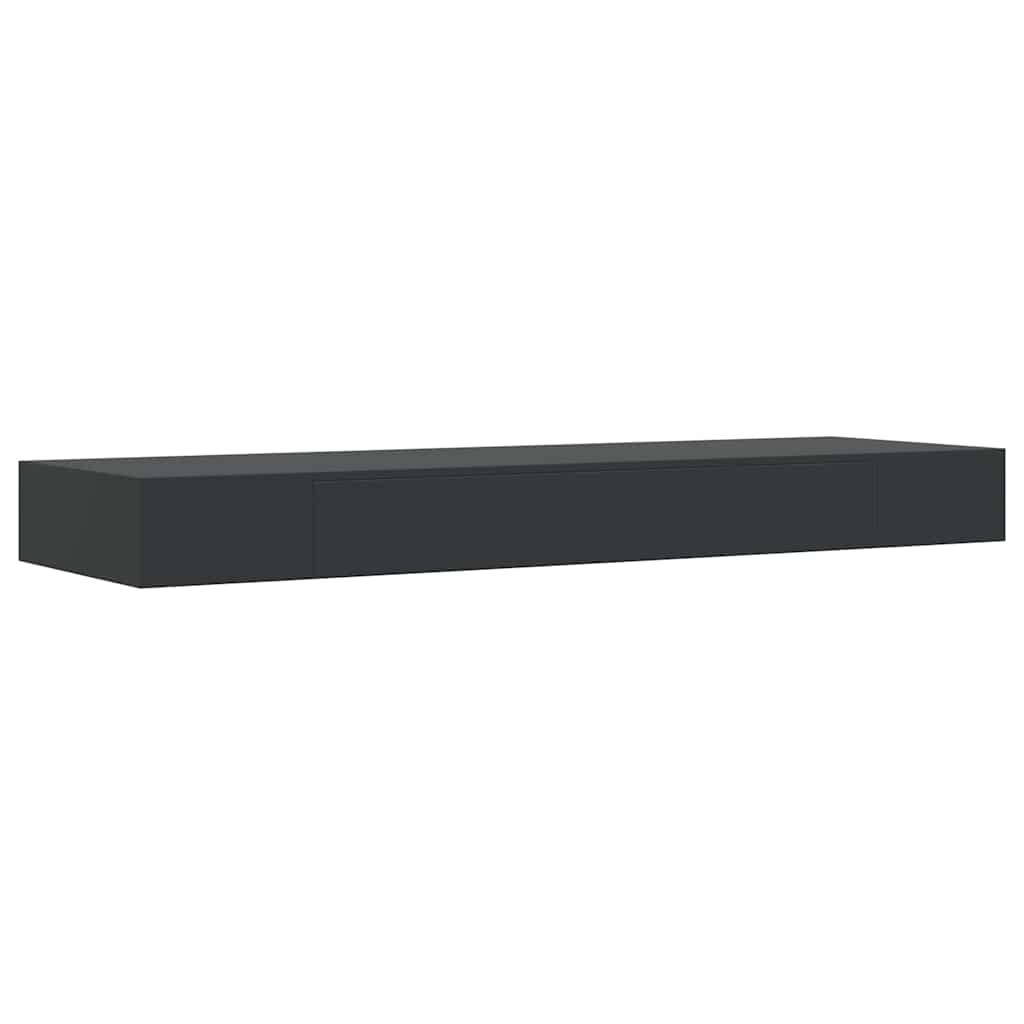 Schweberegal mit Schublade Schwarz 80x25x8 cm