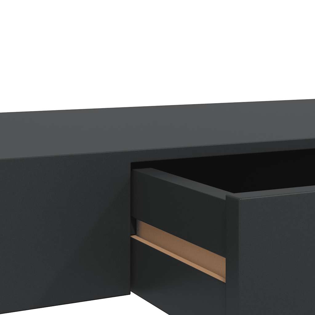 Schweberegal mit Schublade Schwarz 80x25x8 cm