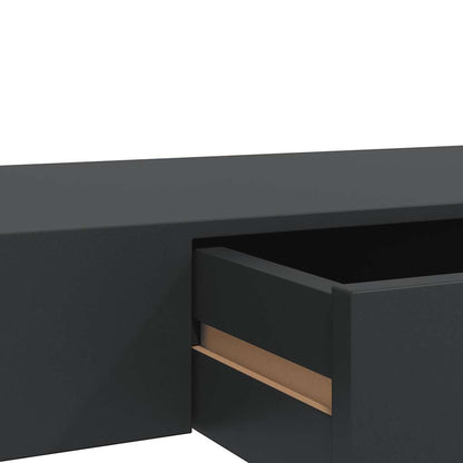 Schweberegal mit Schublade Schwarz 80x25x8 cm
