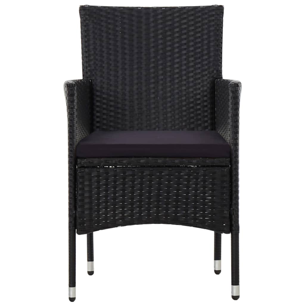 4-tlg. Garten-Lounge-Set mit Auflagen Poly Rattan Schwarz