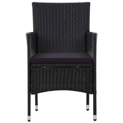4-tlg. Garten-Lounge-Set mit Auflagen Poly Rattan Schwarz