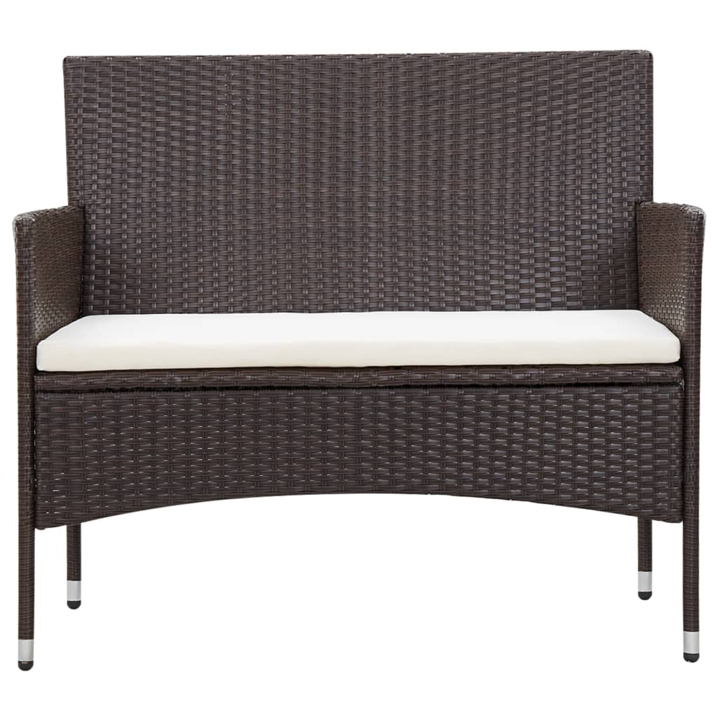 5-tlg. Garten-Lounge-Set mit Auflagen Poly Rattan Braun