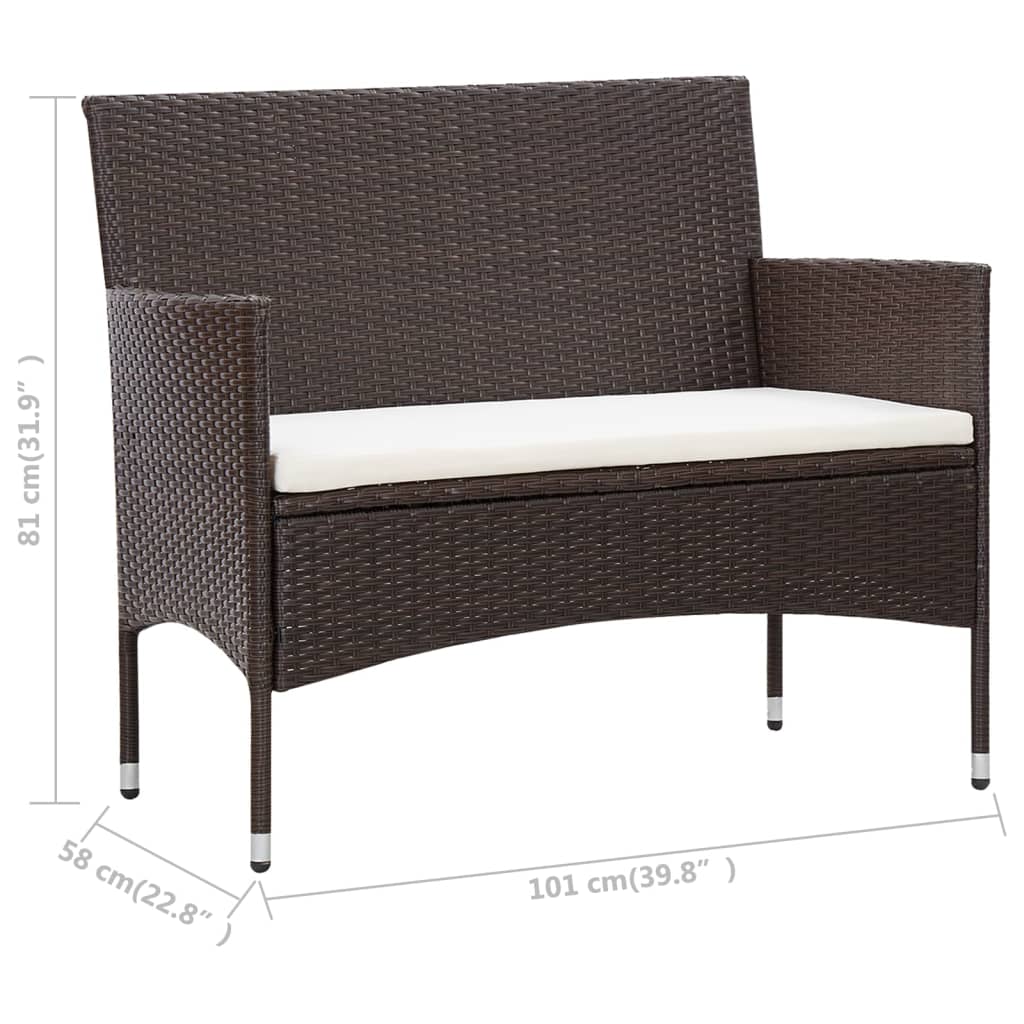 5-tlg. Garten-Lounge-Set mit Auflagen Poly Rattan Braun