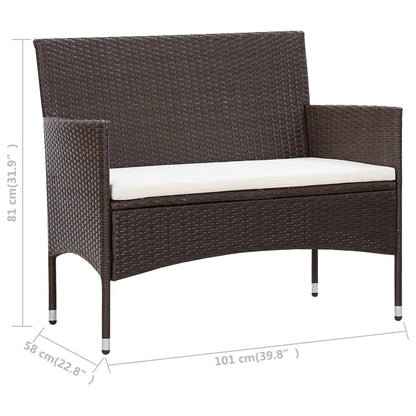 5-tlg. Garten-Lounge-Set mit Auflagen Poly Rattan Braun