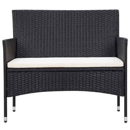 5-tlg. Garten-Lounge-Set mit Auflagen Poly Rattan Schwarz