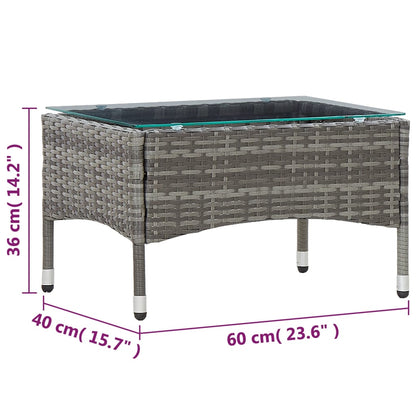 Couchtisch Grau 60x40x36 cm Poly Rattan