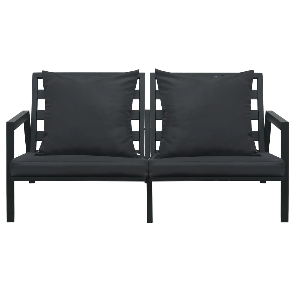 5-tlg. Garten-Lounge-Set mit Auflagen Aluminium Dunkelgrau
