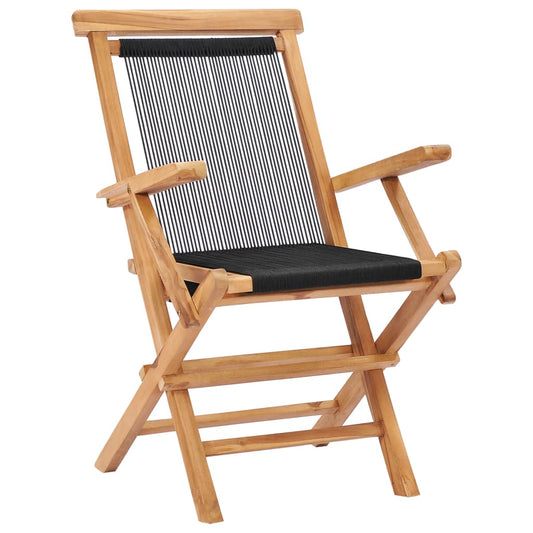 Klappbare Gartenstühle 2 Stk. Massivholz Teak und Seil