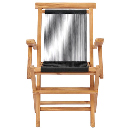 Klappbare Gartenstühle 2 Stk. Massivholz Teak und Seil