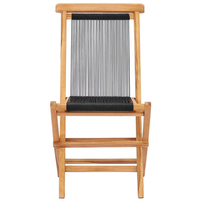 Klappbare Gartenstühle 2 Stk. Massivholz Teak und Seil