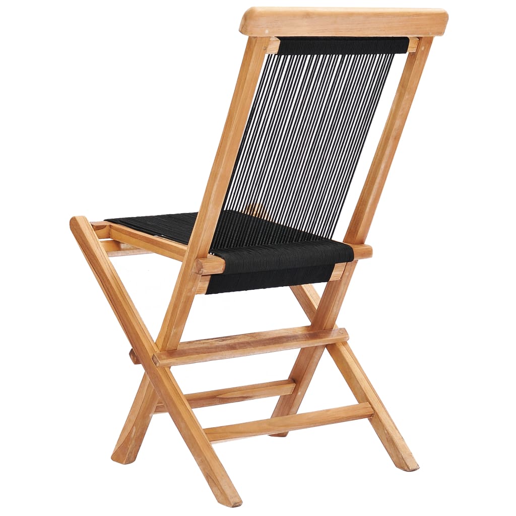 Klappbare Gartenstühle 2 Stk. Massivholz Teak und Seil
