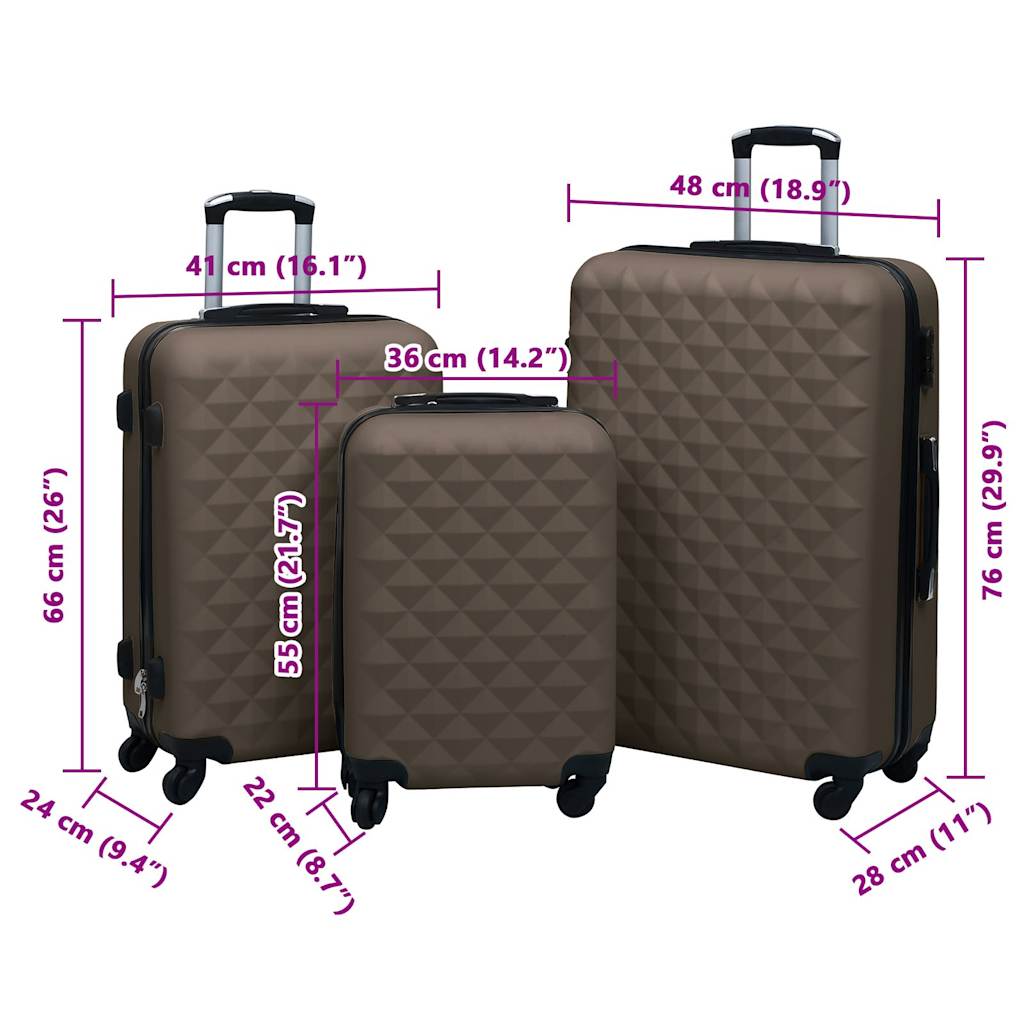 Hartschalen-Trolley-Set 3 Stk. Braun ABS