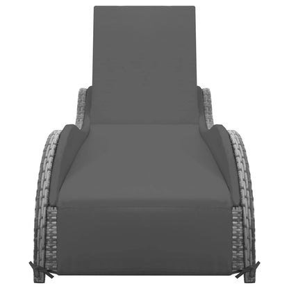 Sonnenliege mit Auflage Poly Rattan Anthrazit