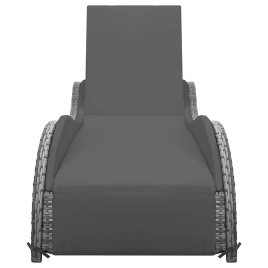 Sonnenliege mit Auflage Poly Rattan Anthrazit