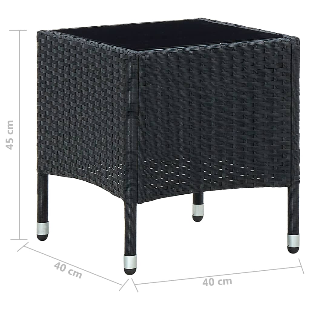 Havebord Sort 40x40x45 cm Poly Rattan