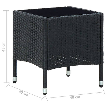 Havebord Sort 40x40x45 cm Poly Rattan