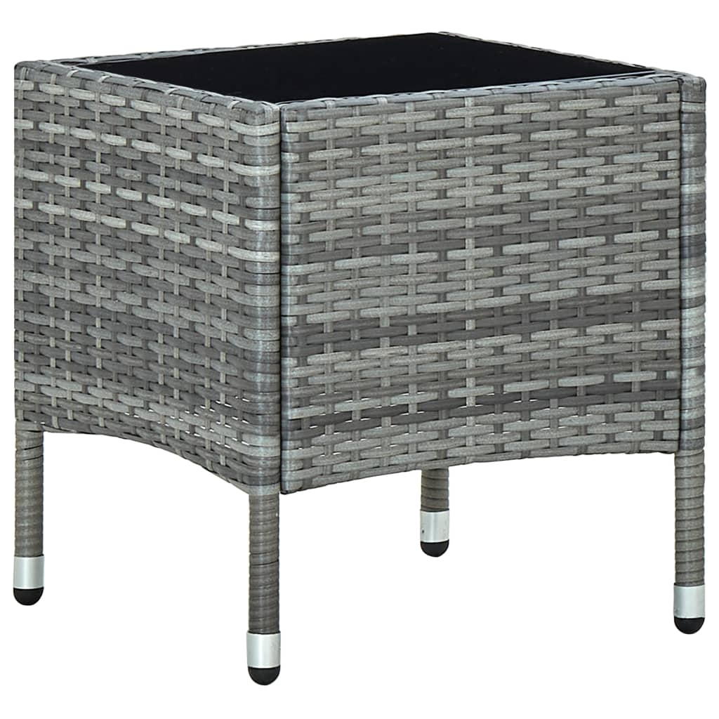 Gartentisch Grau 40x40x45 cm Poly Rattan