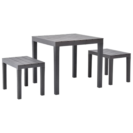 Gartentisch mit 2 Bänken Kunststoff Braun