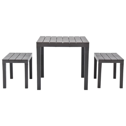 Gartentisch mit 2 Bänken Kunststoff Braun