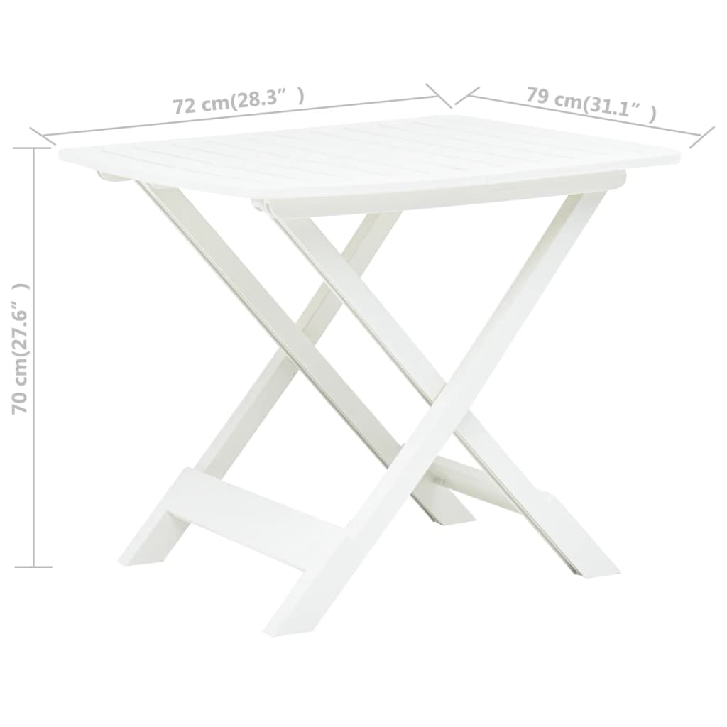 Gartentisch Klappbar Weiß 79 x 72 x 70 cm Kunststoff