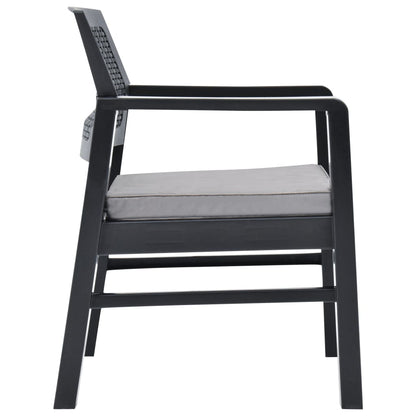 3-tlg. Garten-Lounge-Set Kunststoff Anthrazit
