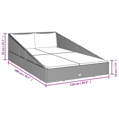 Gartenbett Grau 110x200 cm Poly Rattan