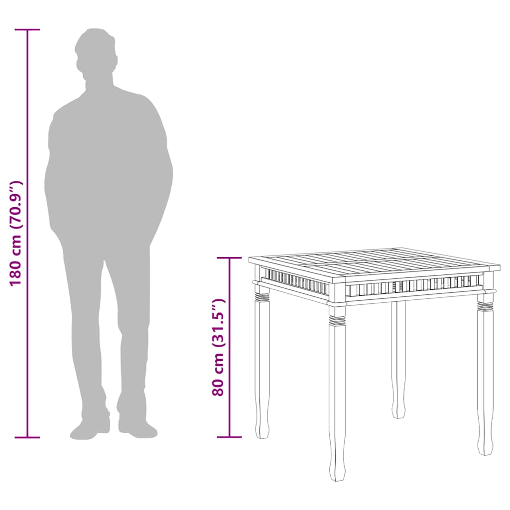 Garten-Esstisch 80x80x80 cm Massivholz Teak