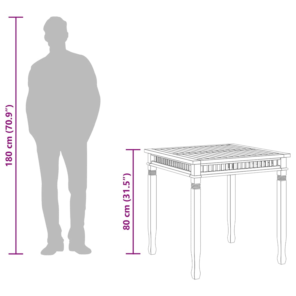 Garten-Esstisch 80x80x80 cm Massivholz Teak