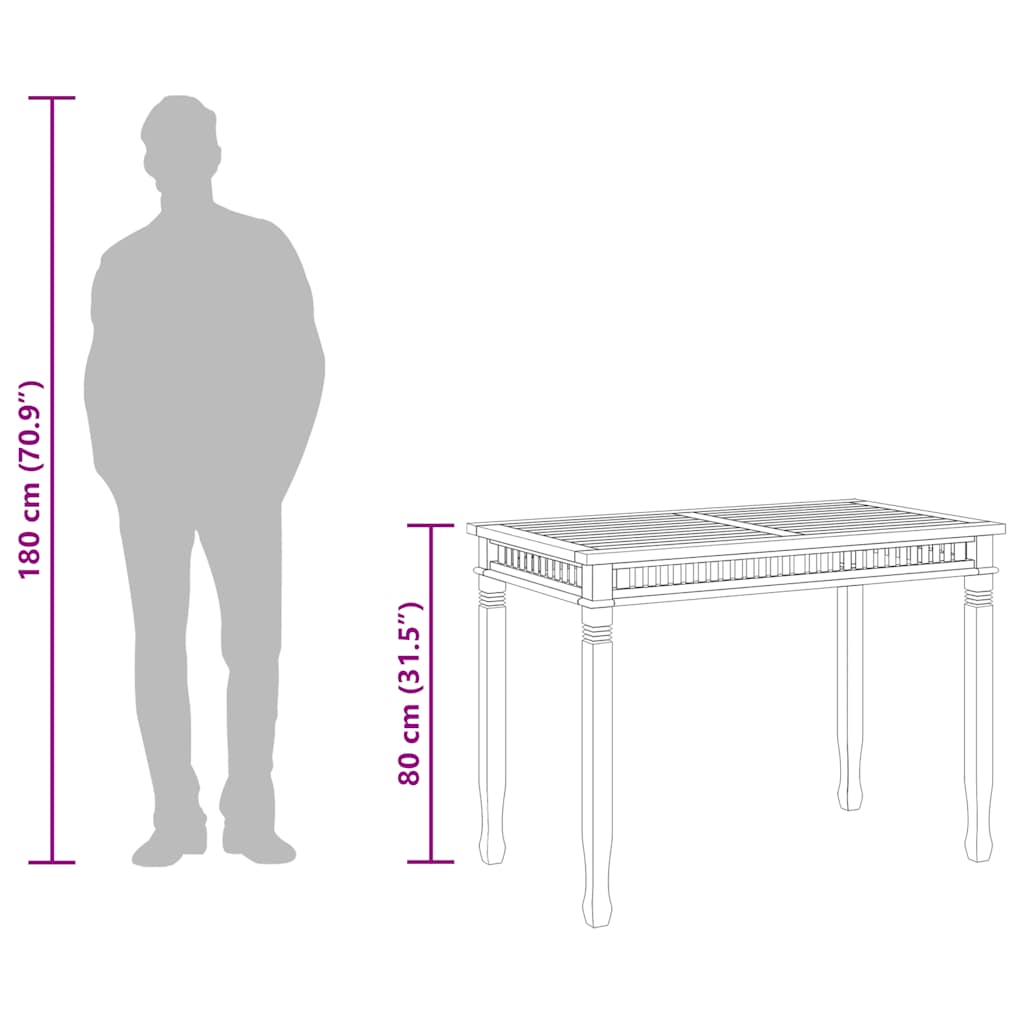 Garten-Esstisch 110x65x80 cm Massivholz Teak