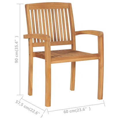 Garten-Essstühle 2 Stk. Stapelbar Teak Massivholz