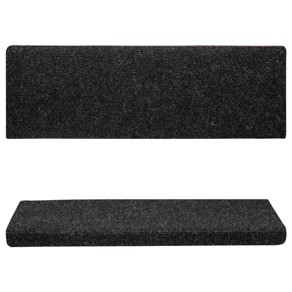 Stufenmatten Selbstklebend 15 Stk. 65x21x4 cm Schwarz Rechteckiger Rand