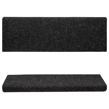 Stufenmatten Selbstklebend 15 Stk. 65x21x4 cm Schwarz Rechteckiger Rand