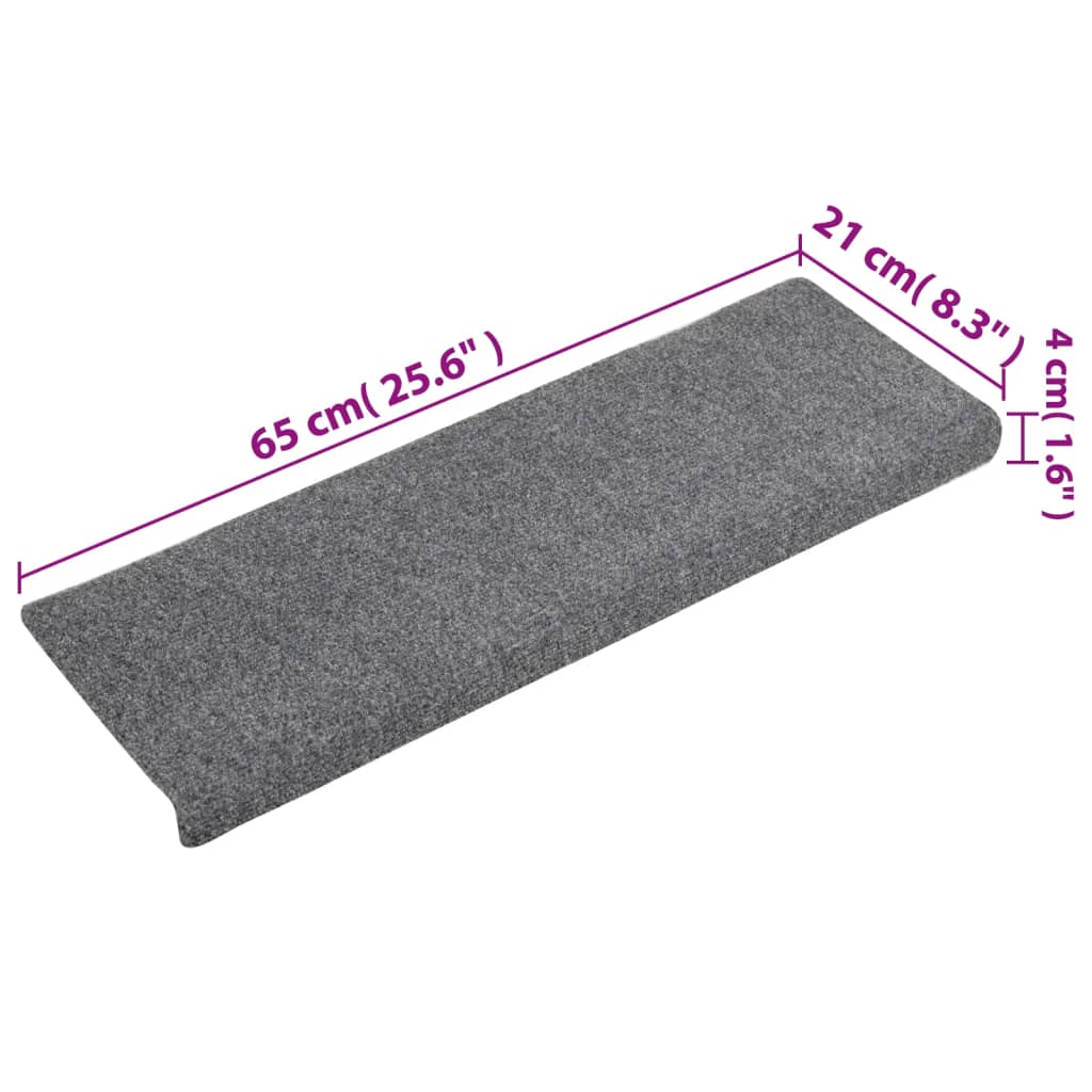 Stufenmatten Selbstklebend 15 Stk. 65x21x4 cm Hellgrau Rechteckiger Rand