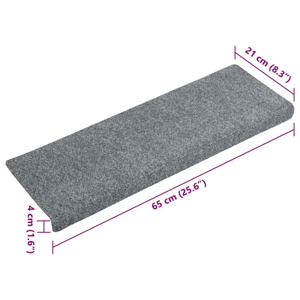 Stufenmatten Selbstklebend 15 Stk. 65x21x4 cm Hellgrau Rechteckiger Rand