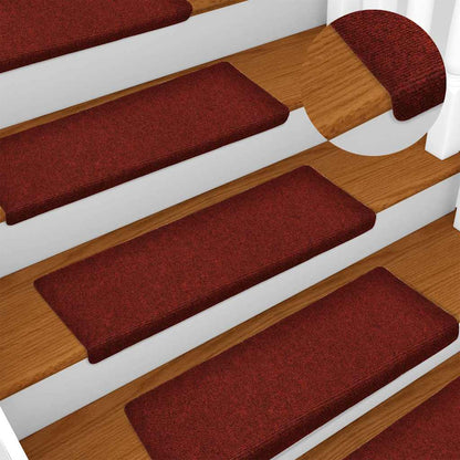 Stufenmatten Selbstklebend 15 Stk. 65x21x4 cm Bordeauxrot Rechteckiger Rand